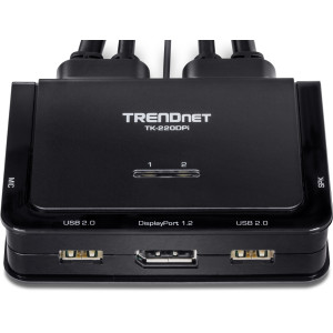 TRENDnet TK-220DPi 2-Port Desktop KVM Switch, 3840 x 2160 @ 60Hz resolution, 2 USB 2.0 Type A